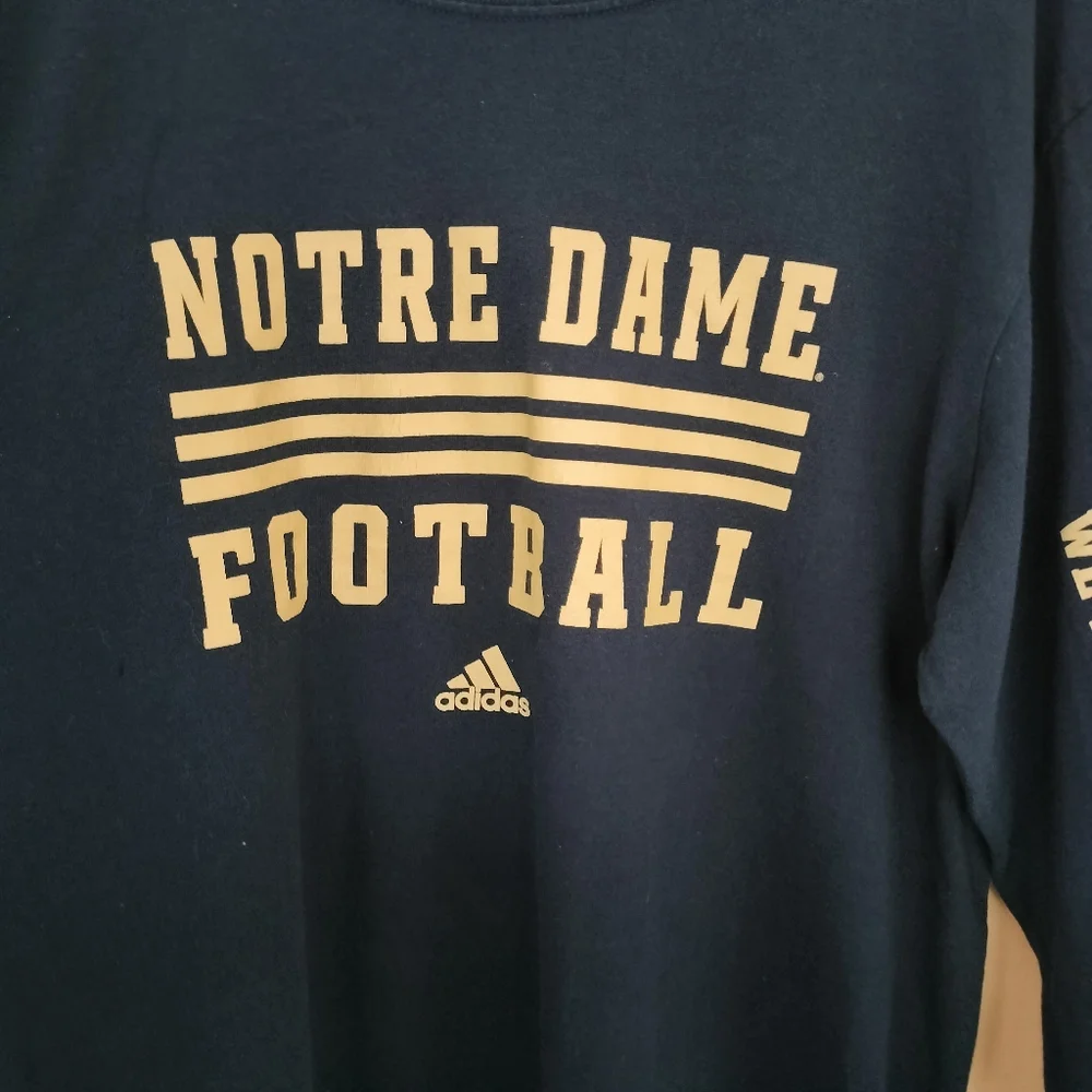 Adidas Nortre Dame Football Fighting Irish Cotton Long Sleeve Tee T Shirt L